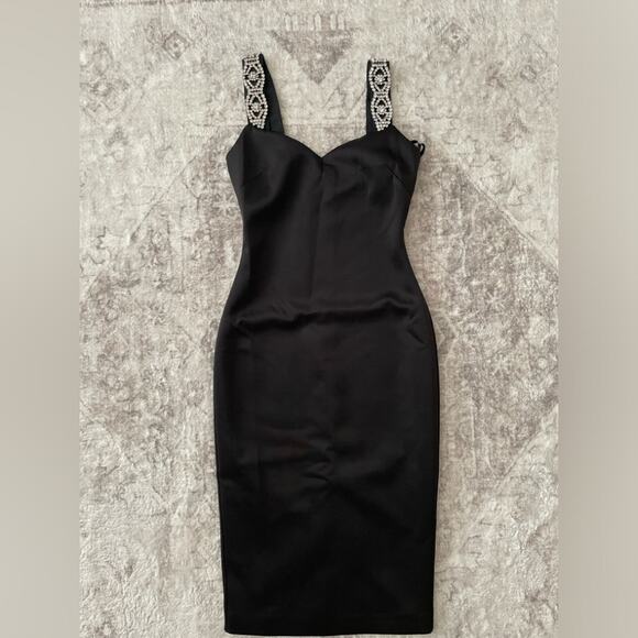 Ted Baker Mally Embellished Strap Black Bodycon Dress Size 2 New - Picture 2 of 15